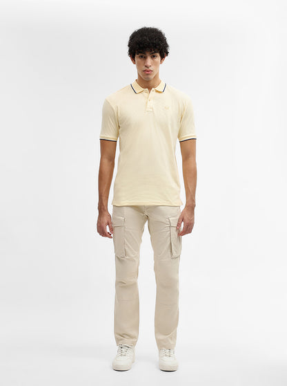 Pista Yellow Jacquard Slim Fit Polo T-Shirt | Greenfibre