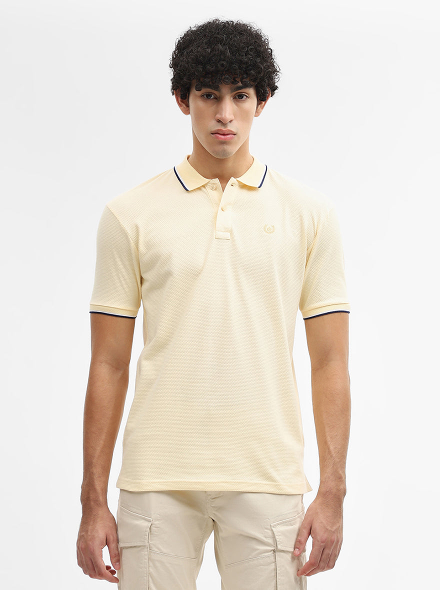 Pista Yellow Jacquard Slim Fit Polo T-Shirt | Greenfibre