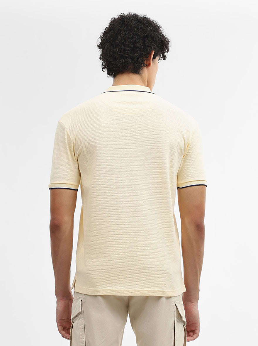 Pista Yellow Jacquard Slim Fit Polo T-Shirt | Greenfibre