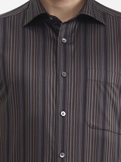 Brown Printed Slim Fit Formal Shirt | JadeBlue Super Luxe