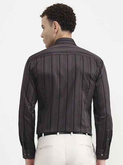 Brown Printed Slim Fit Formal Shirt | JadeBlue Super Luxe