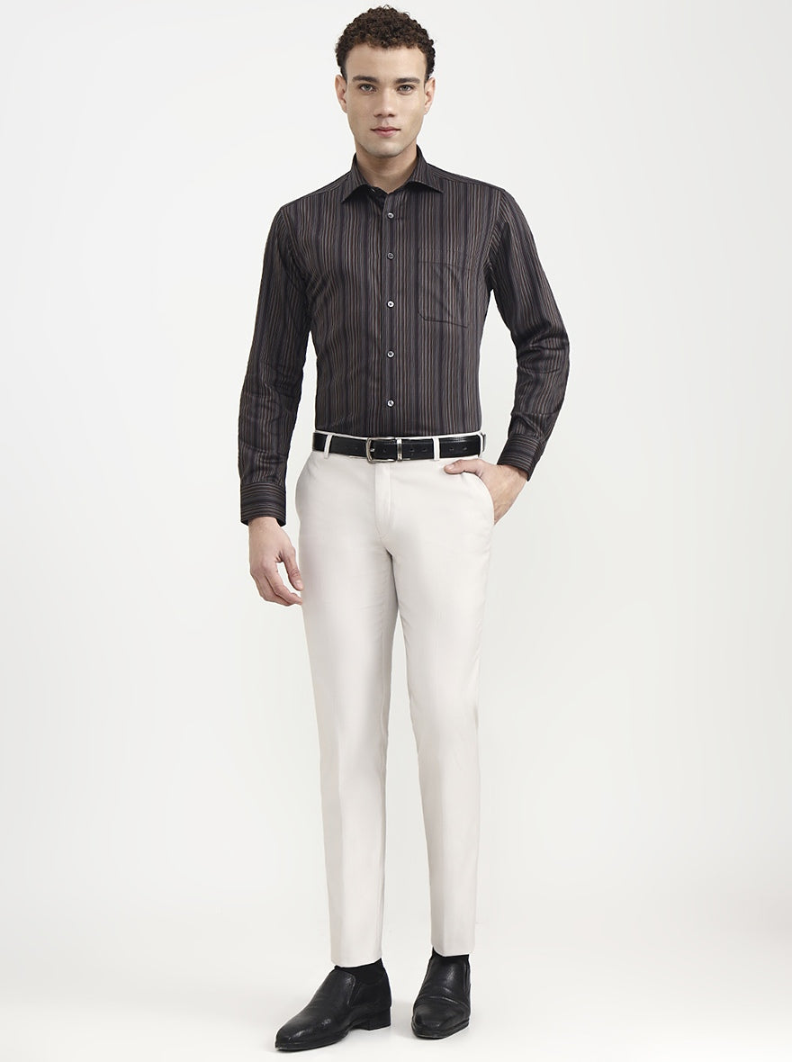 Brown Printed Slim Fit Formal Shirt | JadeBlue Super Luxe