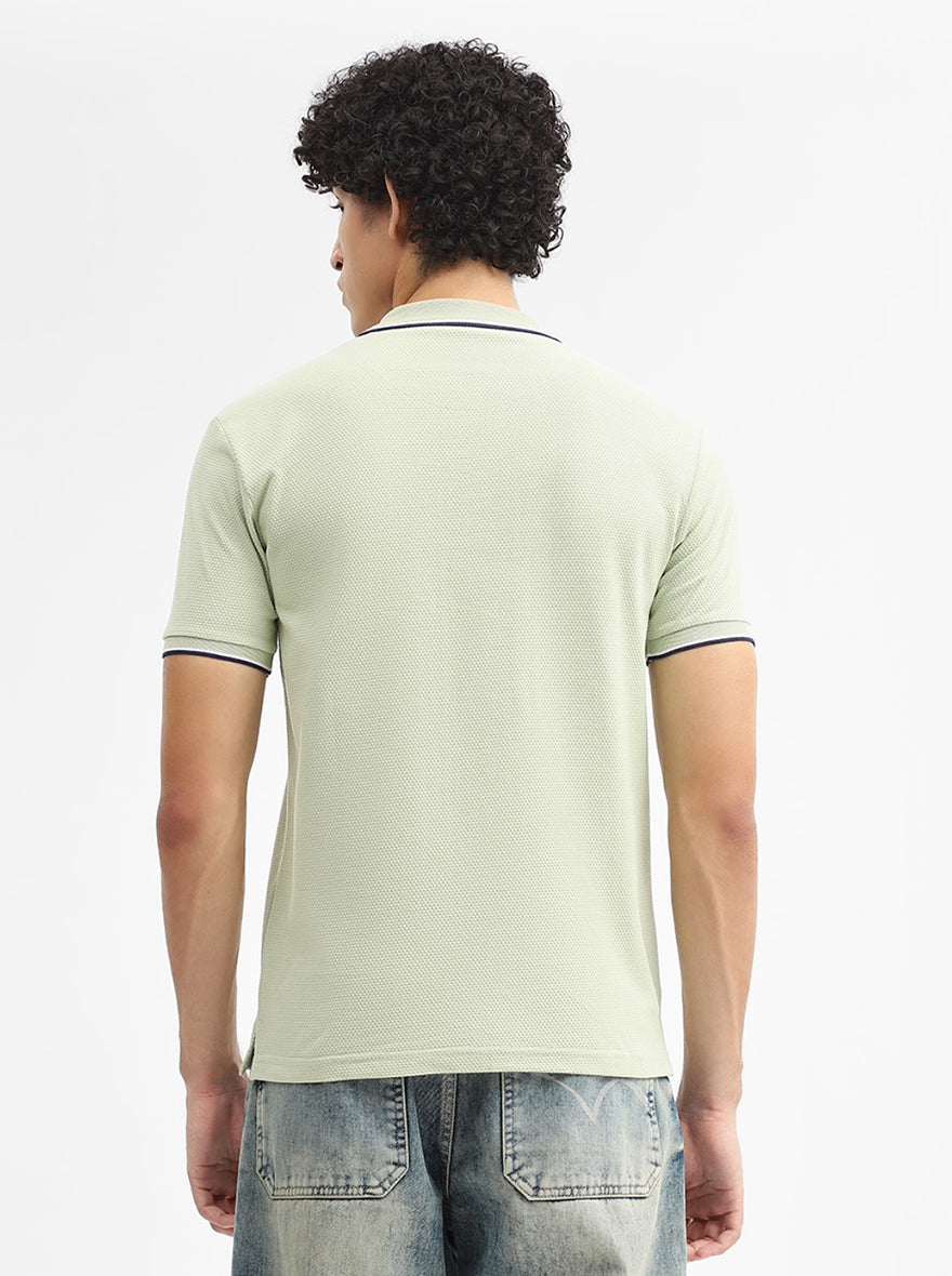 Pista Green Jacquard Slim Fit Polo T-Shirt | Greenfibre