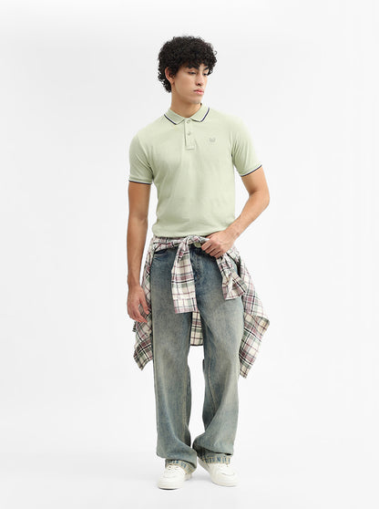 Pista Green Jacquard Slim Fit Polo T-Shirt | Greenfibre