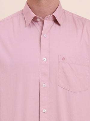 Onion Pink Solid Slim Fit Semi Casual Shirt | Greenfibre