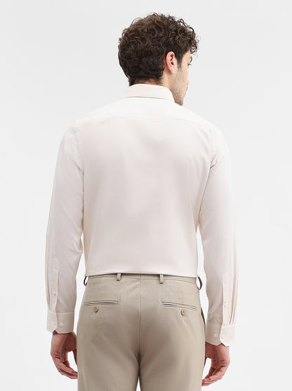 Cream Solid Regular Fit Formal Shirt | JadeBlue