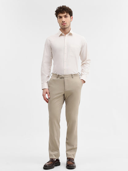 Cream Solid Regular Fit Formal Shirt | JadeBlue