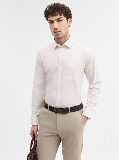 Cream Solid Regular Fit Formal Shirt | JadeBlue