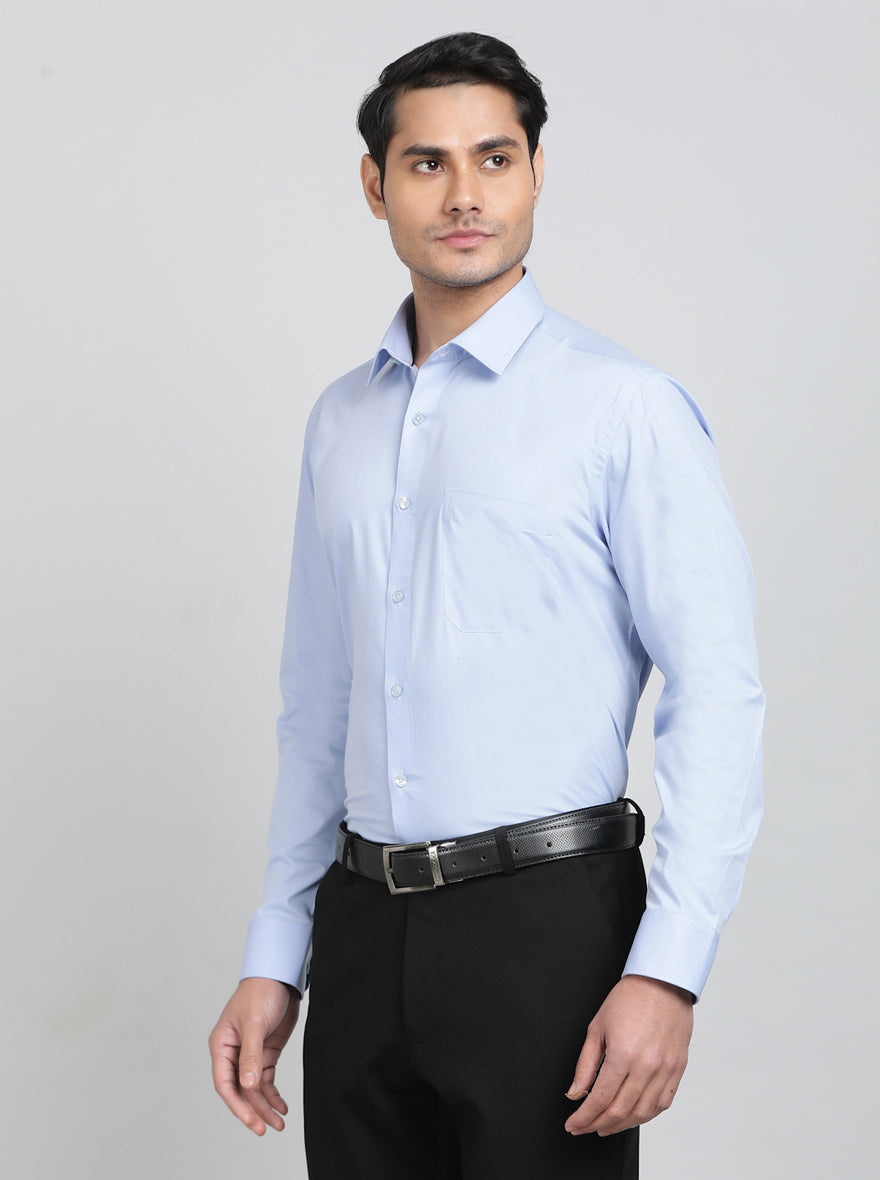 Light Blue Solid Slim Fit Formal Shirt | JadeBlue