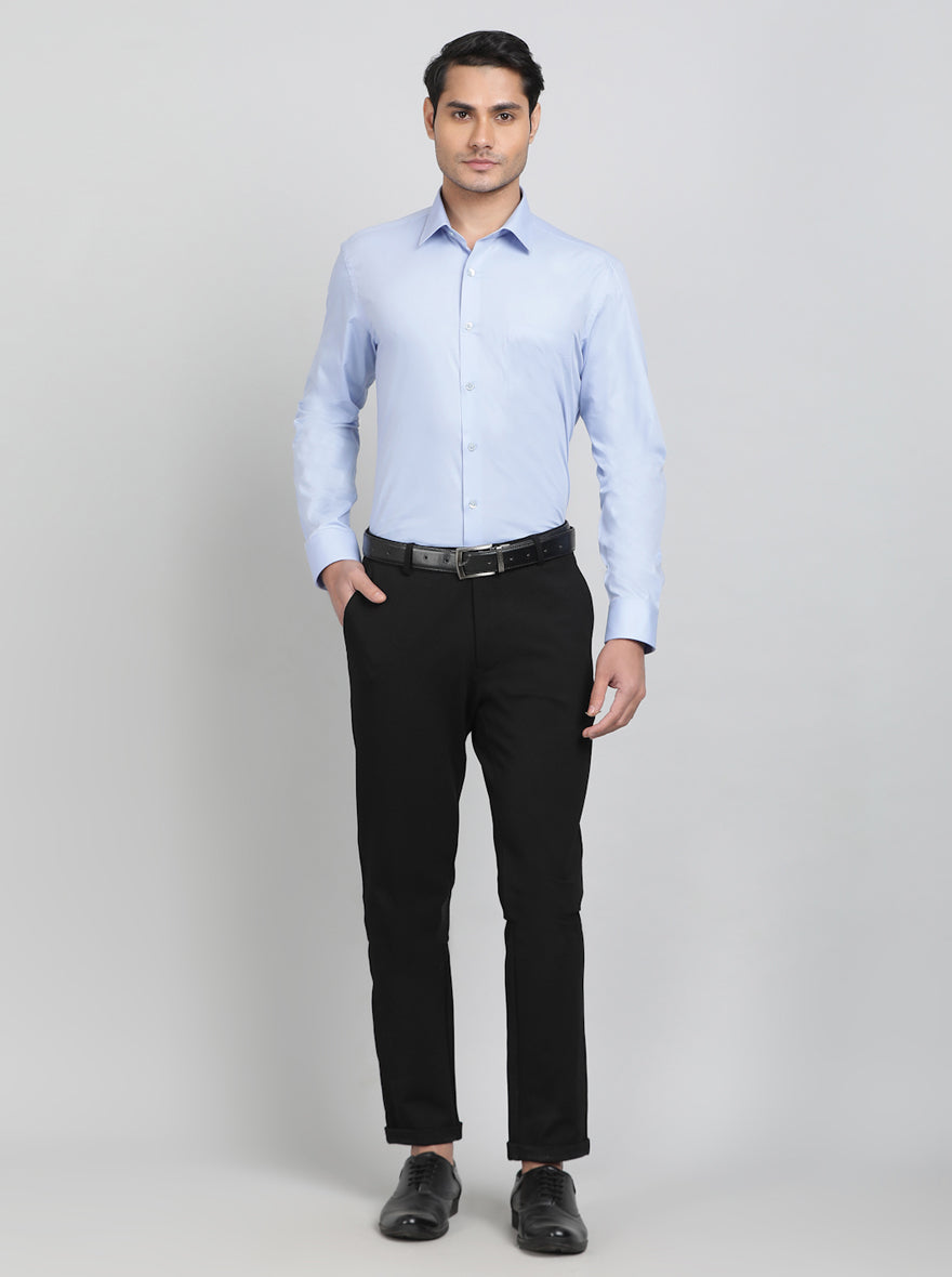 Light Blue Solid Slim Fit Formal Shirt | JadeBlue