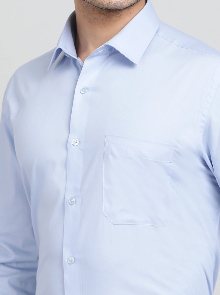 Light Blue Solid Slim Fit Formal Shirt | JadeBlue