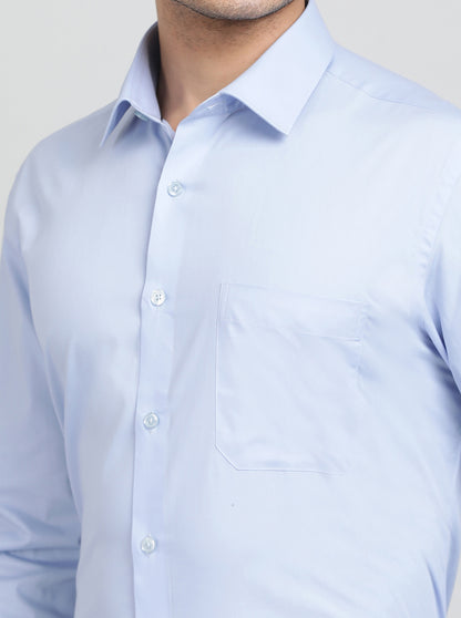 Light Blue Solid Slim Fit Formal Shirt | JadeBlue