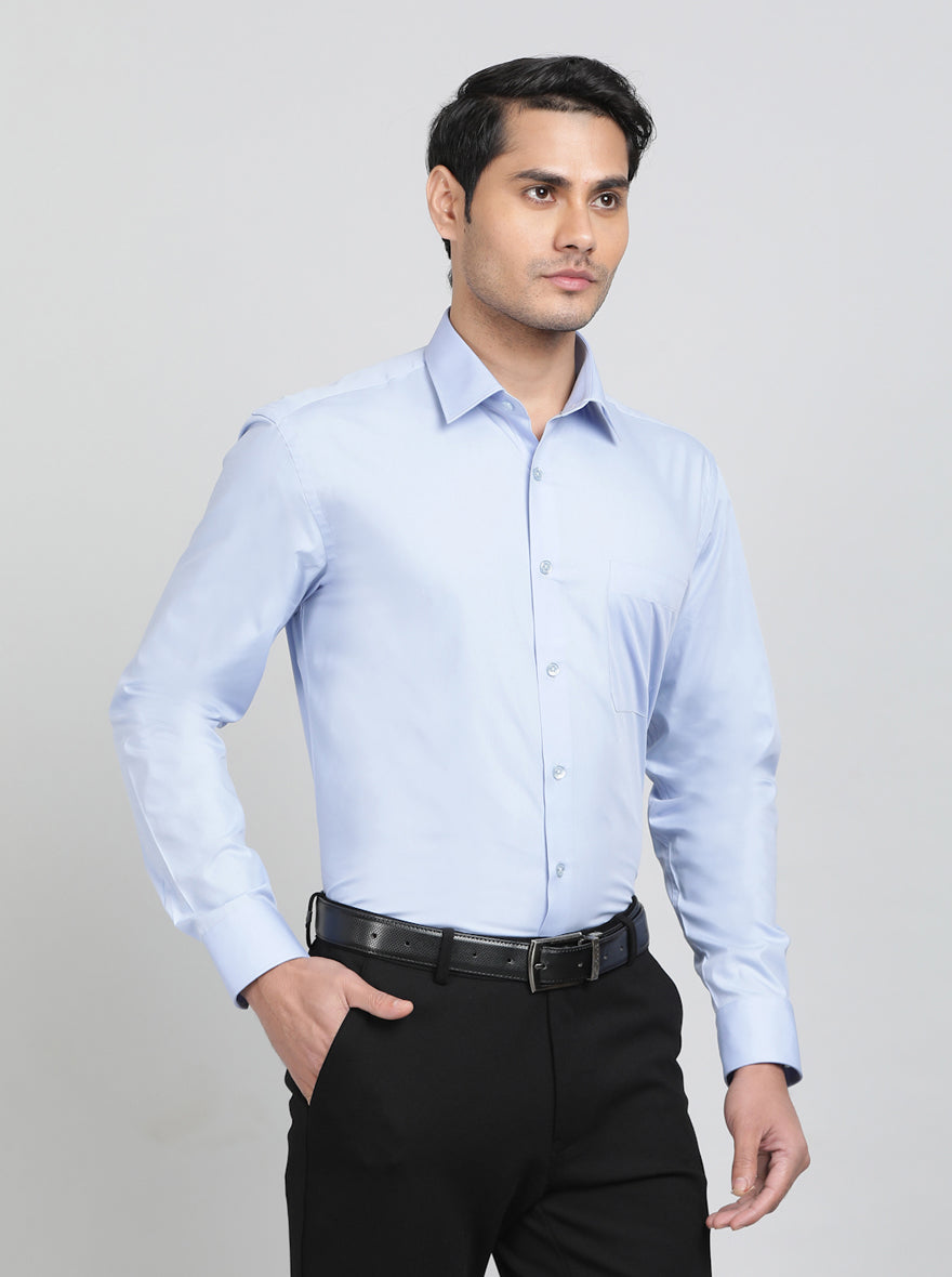 Light Blue Solid Slim Fit Formal Shirt | JadeBlue