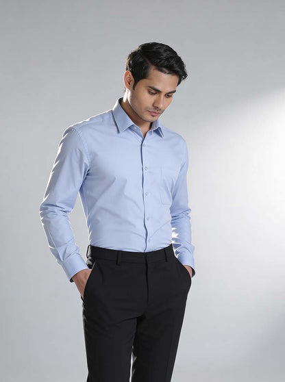 Light Blue Solid Slim Fit Formal Shirt | JadeBlue