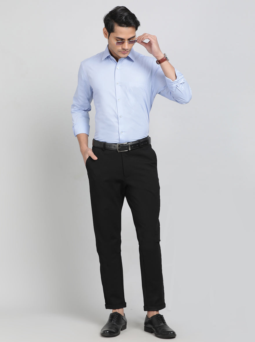 Light Blue Solid Slim Fit Formal Shirt | JadeBlue
