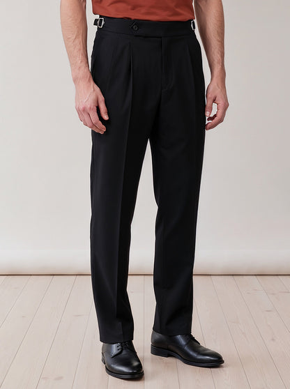 Black Solid Tailored Fit Formal Trouser | Wyre
