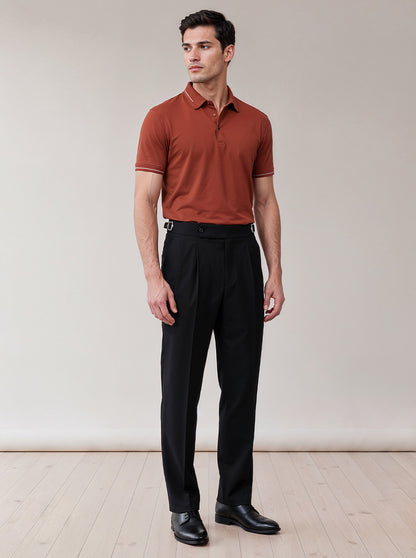 Black Solid Tailored Fit Formal Trouser | Wyre