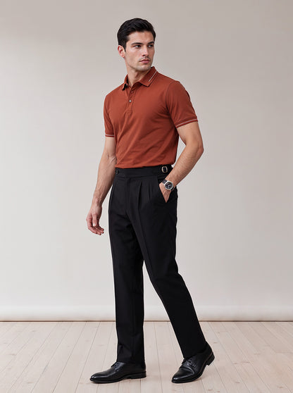 Black Solid Tailored Fit Formal Trouser | Wyre