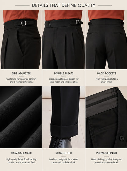Black Solid Tailored Fit Formal Trouser | Wyre