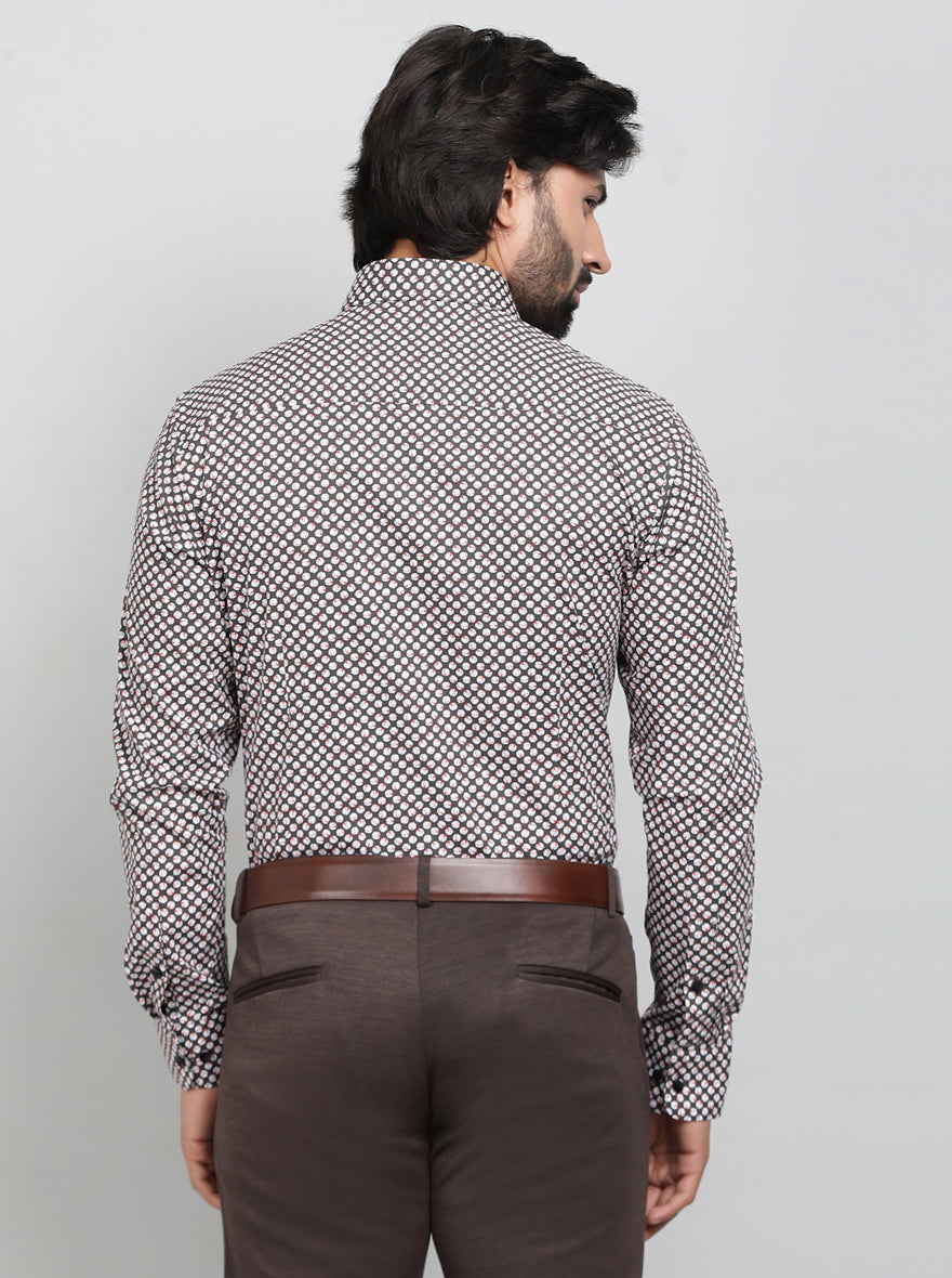 Black Printed Slim Fit Formal Shirt | JadeBlue Youth