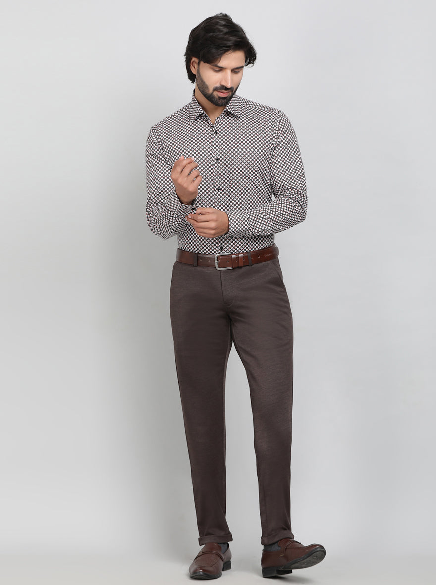 Black Printed Slim Fit Formal Shirt | JadeBlue Youth