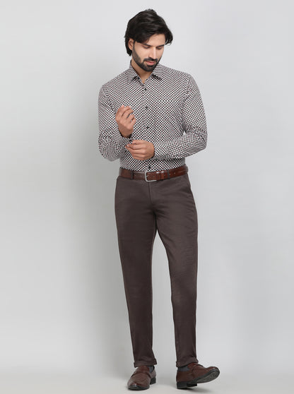 Black Printed Slim Fit Formal Shirt | JadeBlue Youth