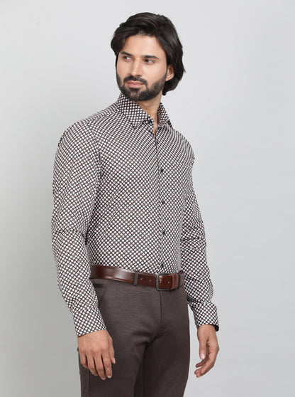 Black Printed Slim Fit Formal Shirt | JadeBlue Youth