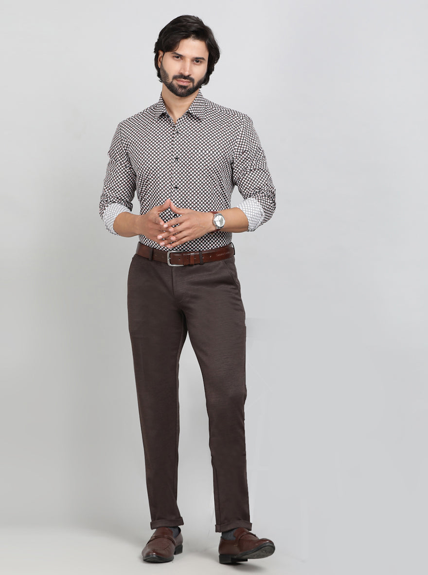 Black Printed Slim Fit Formal Shirt | JadeBlue Youth