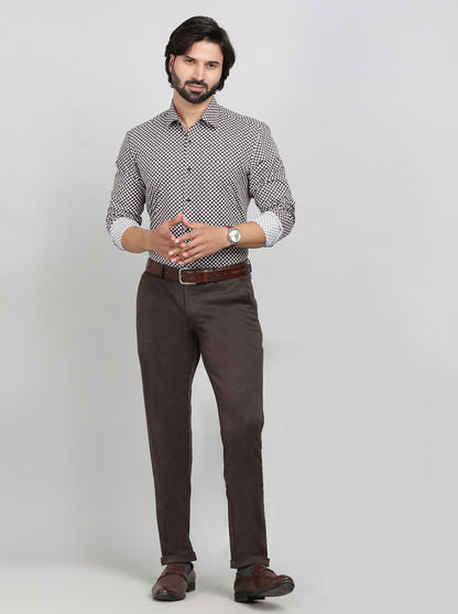 Black Printed Slim Fit Formal Shirt | JadeBlue Youth