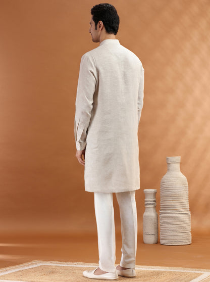 Beige Solid Kurta Pajama | TULA
