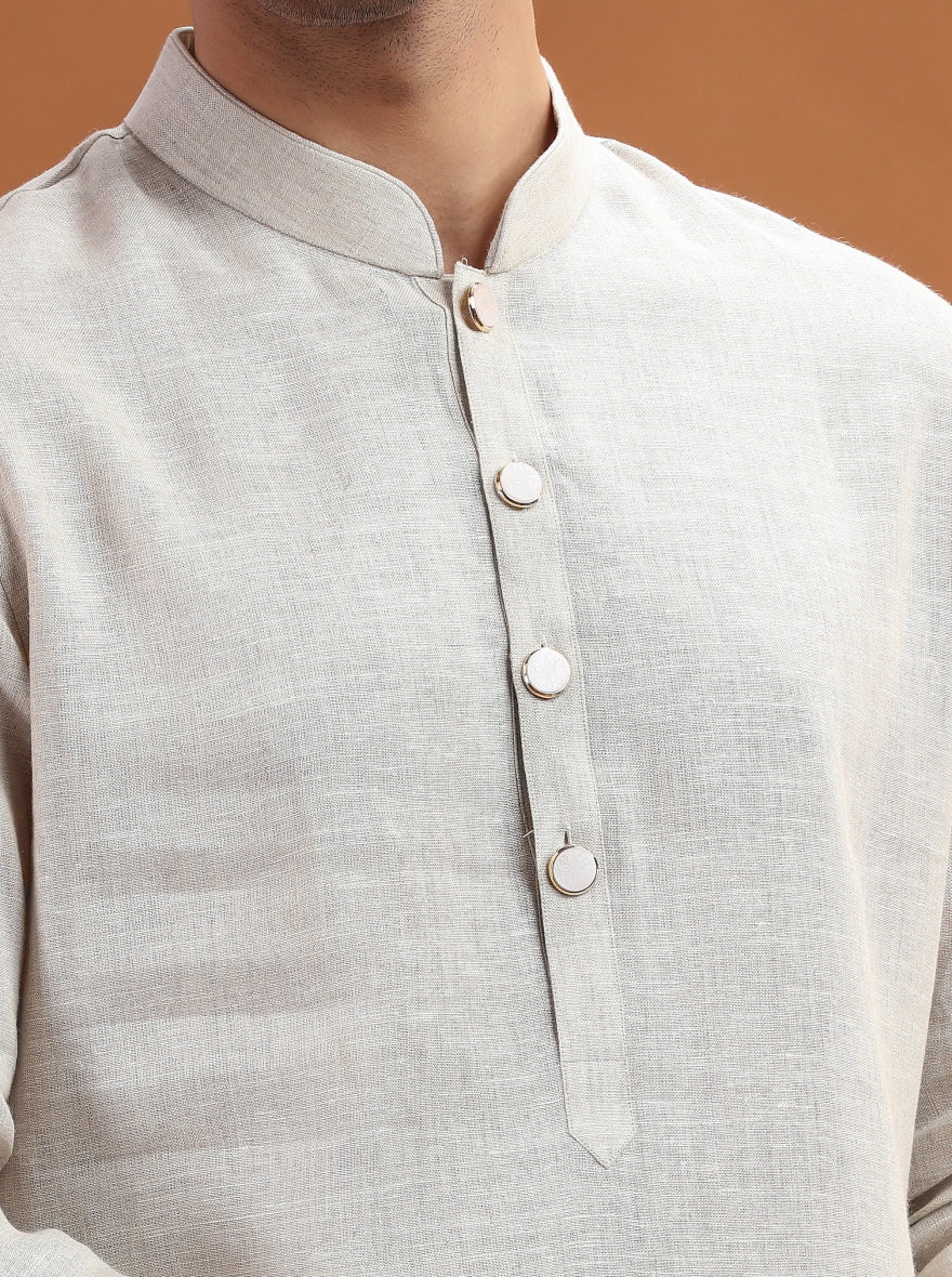 Beige Solid Kurta Pajama | TULA