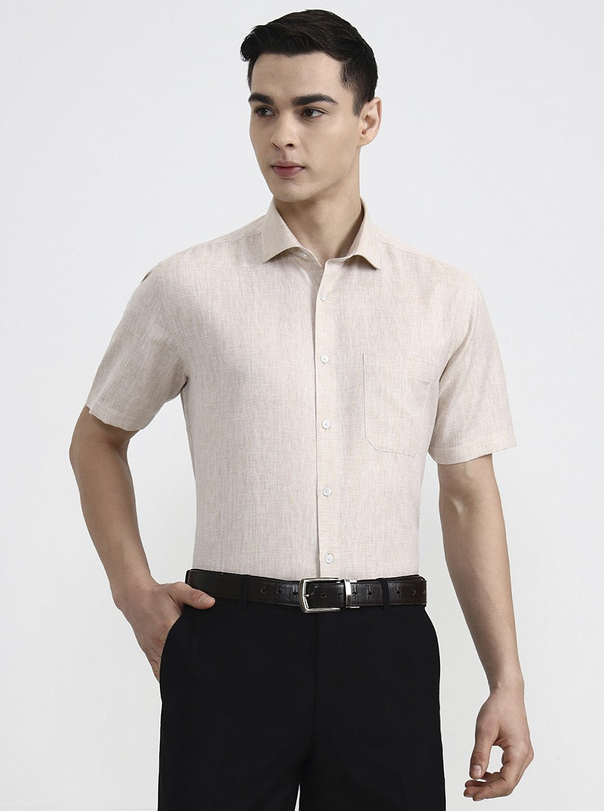 Fawn Solid Regular Fit Formal Shirt | Greenfibre