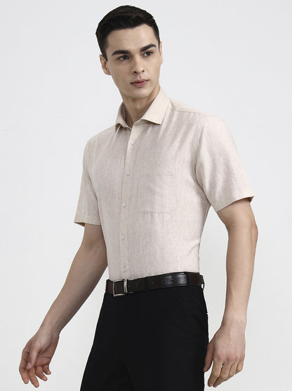 Fawn Solid Regular Fit Formal Shirt | Greenfibre