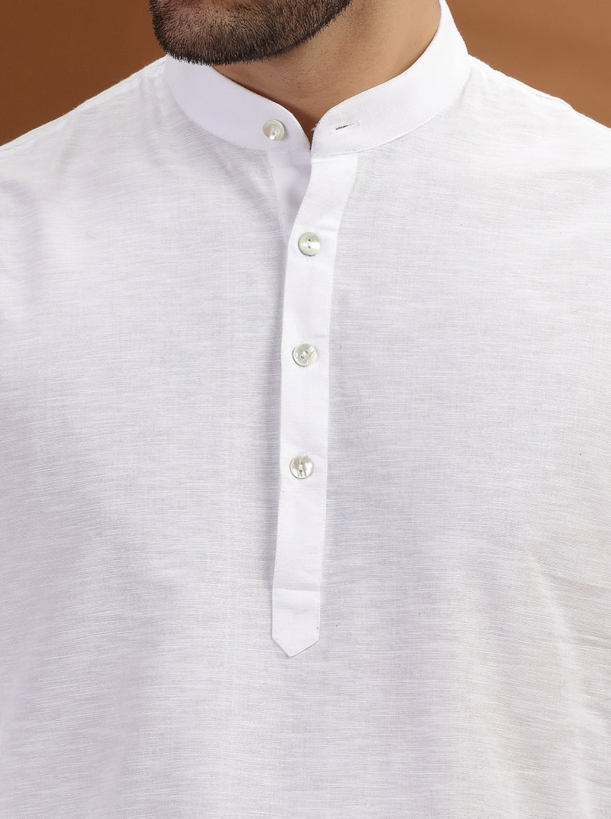 White Solid Modi Kurta | JadeBlue