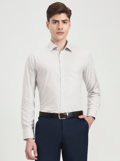 Blue & White Striped Regular Fit Formal Shirt | JadeBlue
