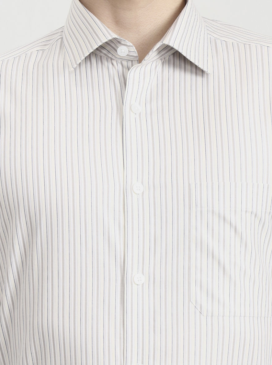 Blue & White Striped Regular Fit Formal Shirt | JadeBlue