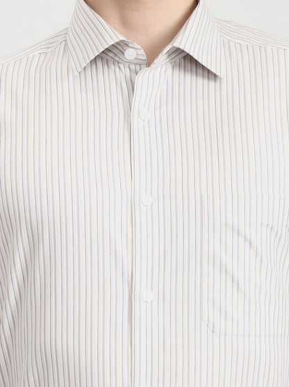 Blue & White Striped Regular Fit Formal Shirt | JadeBlue