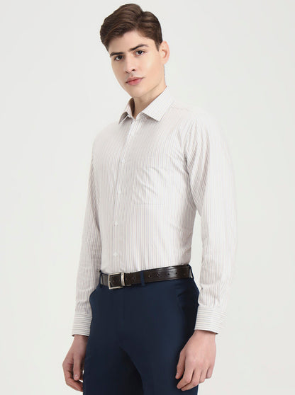Blue & White Striped Regular Fit Formal Shirt | JadeBlue