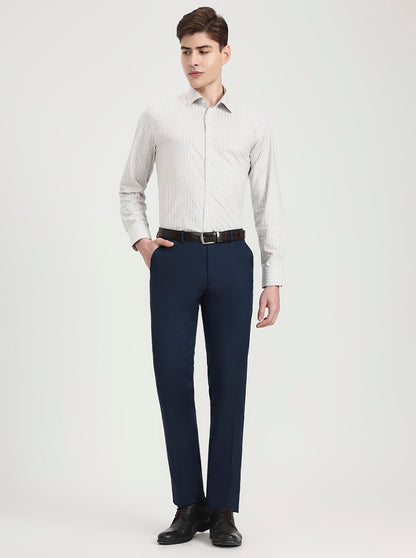 Blue & White Striped Regular Fit Formal Shirt | JadeBlue