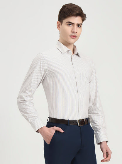 Blue & White Striped Regular Fit Formal Shirt | JadeBlue