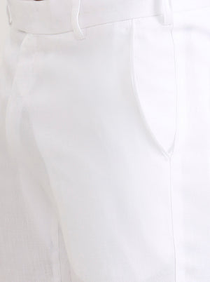 White Solid Slim Fit Formal Trouser | JadeBlue