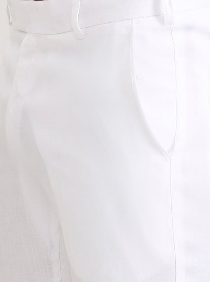 White Solid Slim Fit Formal Trouser | JadeBlue