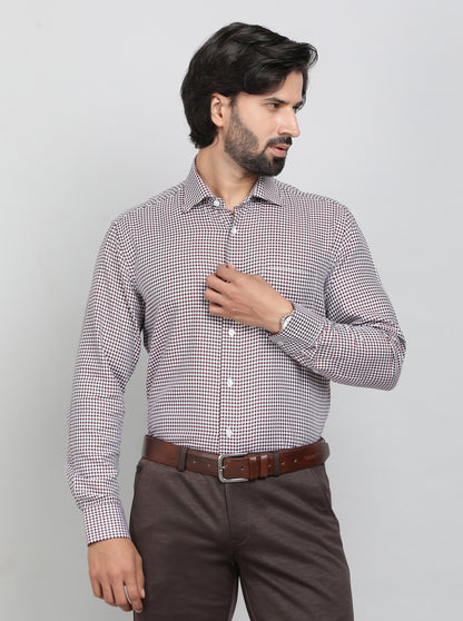 Maroon Printed Slim Fit Formal Shirt | Metal