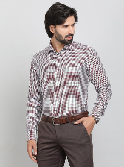 Maroon Printed Slim Fit Formal Shirt | Metal