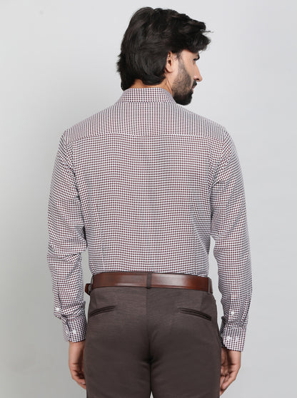 Maroon Printed Slim Fit Formal Shirt | Metal