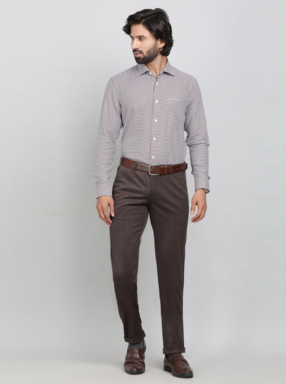 Maroon Printed Slim Fit Formal Shirt | Metal