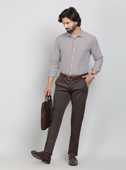 Maroon Printed Slim Fit Formal Shirt | Metal