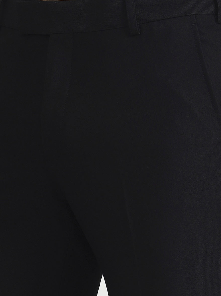 Black Solid Slim Fit Formal Trouser | Metal