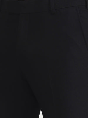 Black Solid Slim Fit Formal Trouser | Metal