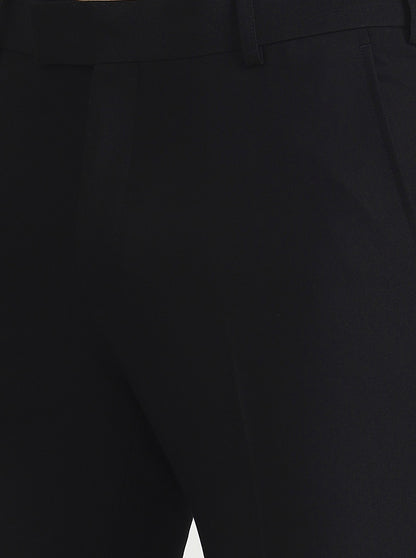 Black Solid Slim Fit Formal Trouser | Metal